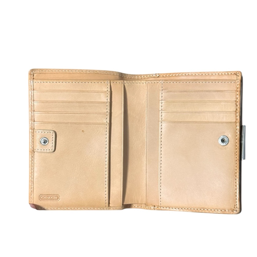 COACH Signature Canvas Wallet in Brown and Tan - Picture 7 of 11